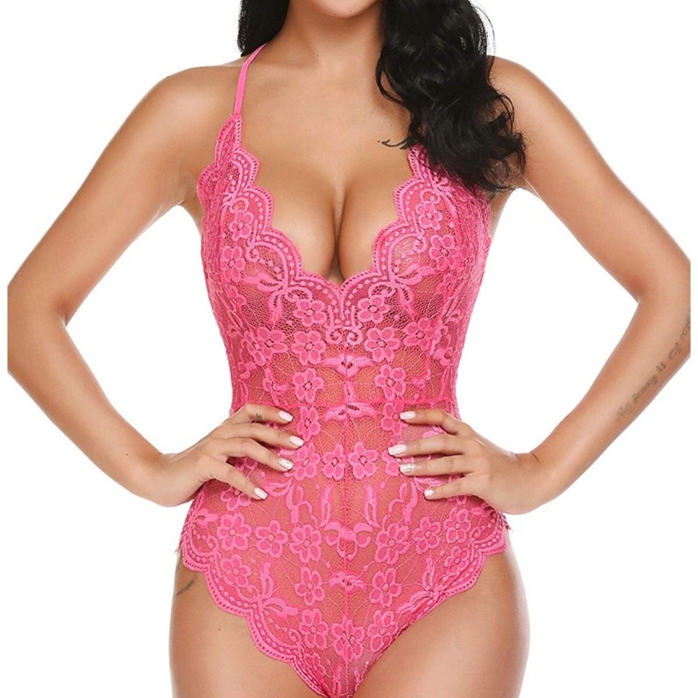 NWT Ladies Pink Lace Bodysuit All Sizes - Picture 5 of 5